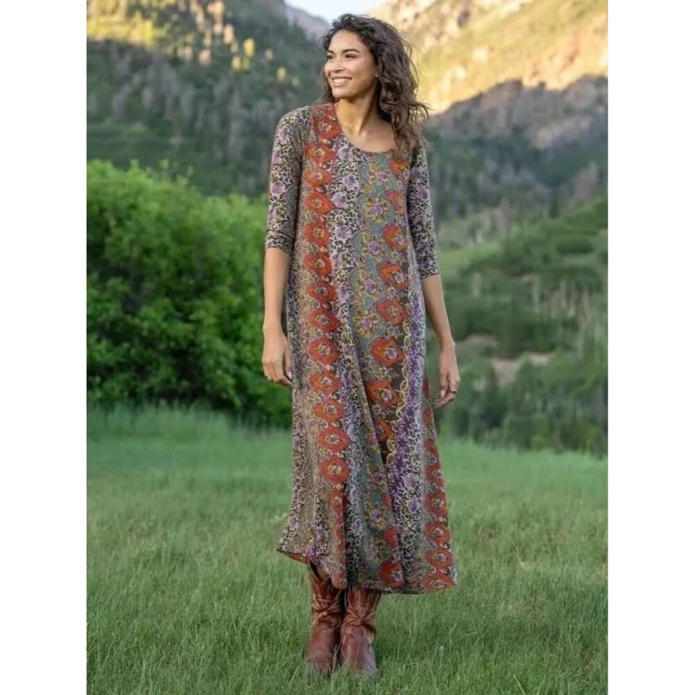 NATURAL LIFE Sweater Knit Maxi Dress Sz L Cottage core Granola Girl Boho Cozy - Picture 4 of 10